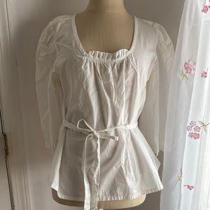 Talbots White Cotton Blouse with Tie MP